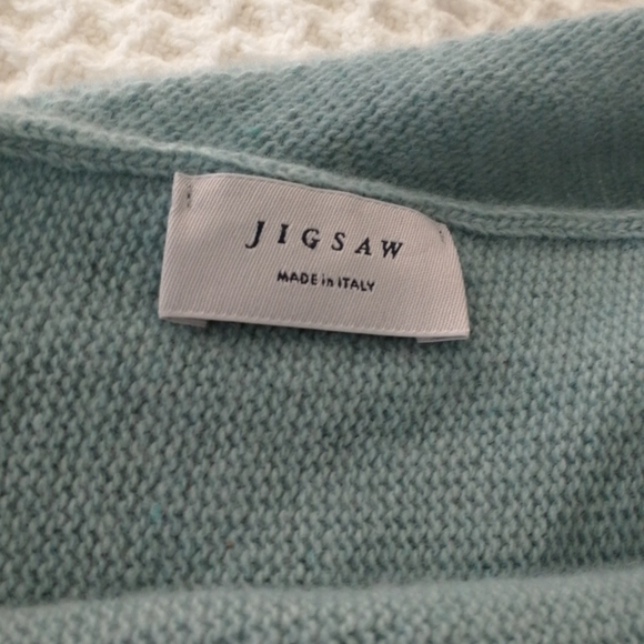 Jigsaw Virgin Wool Cashmere Light Blue Knit Poncho - Picture 5 of 5